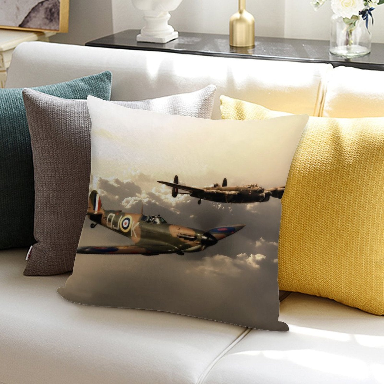 BBMF Spitfire And Lancaster Soft Skin-Friendly Throw Pillow