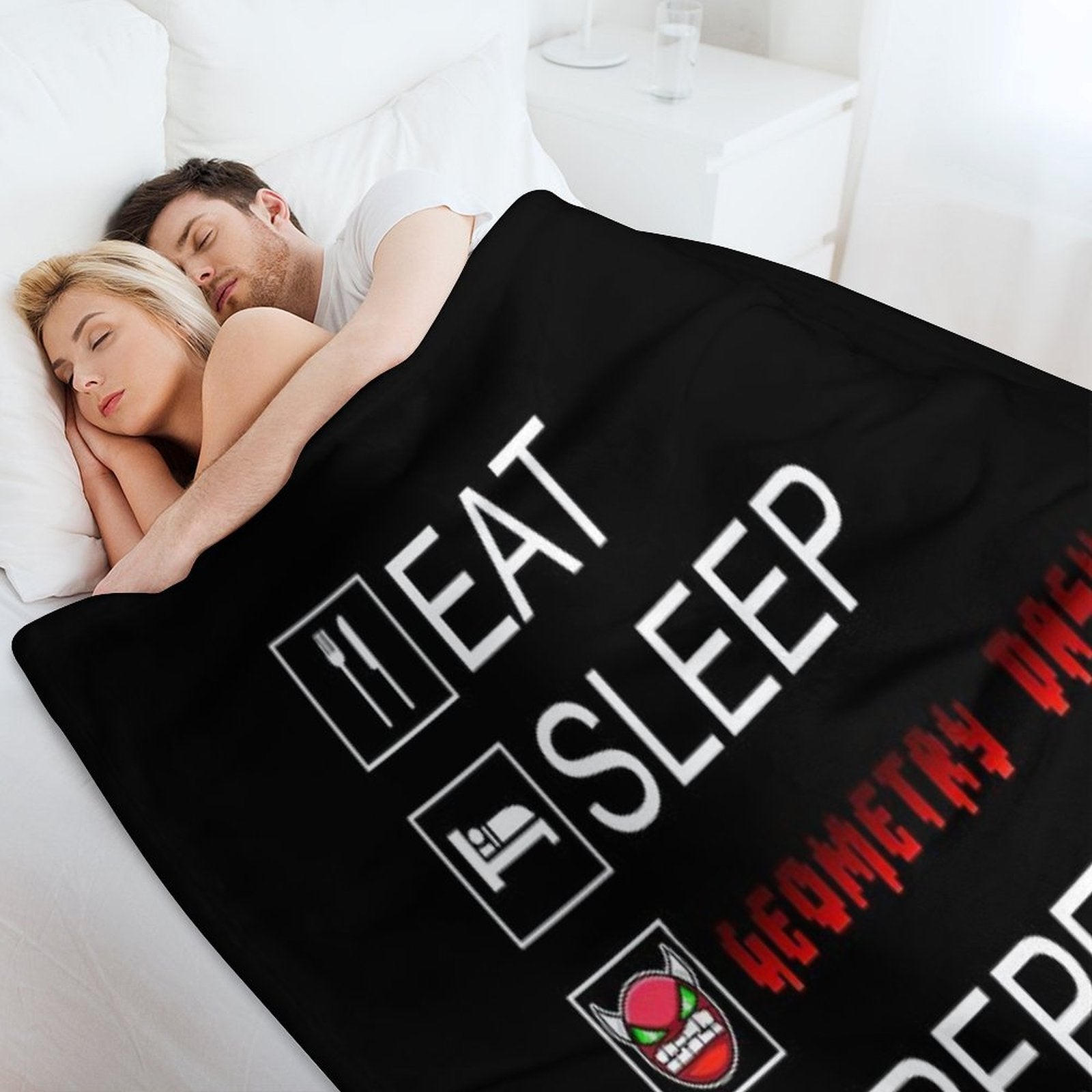 Eat Sleep Geometry Dash Repeat Coloured Compact Throw Blanket
