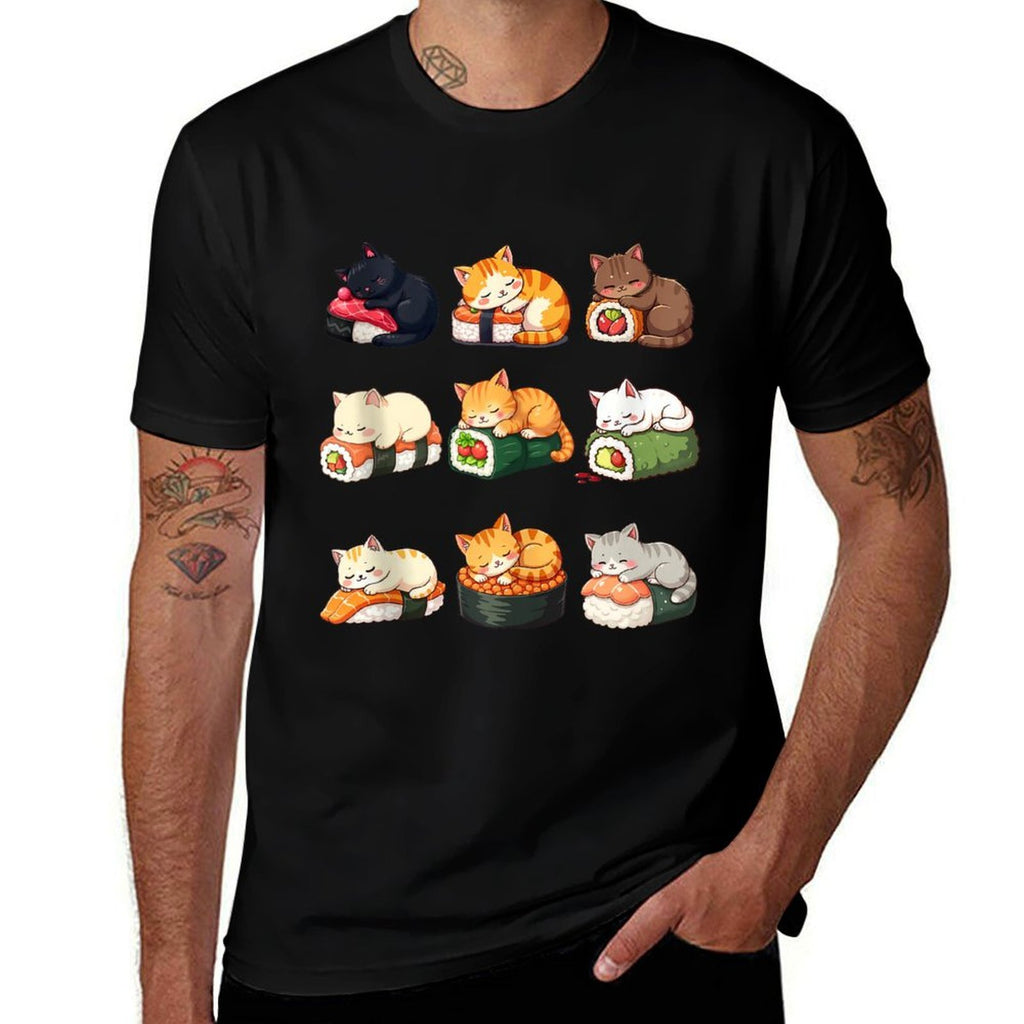 Cute Kawaii Sushi Cat Anime Neko Design for Girls Women  Stretchy T-Shirt