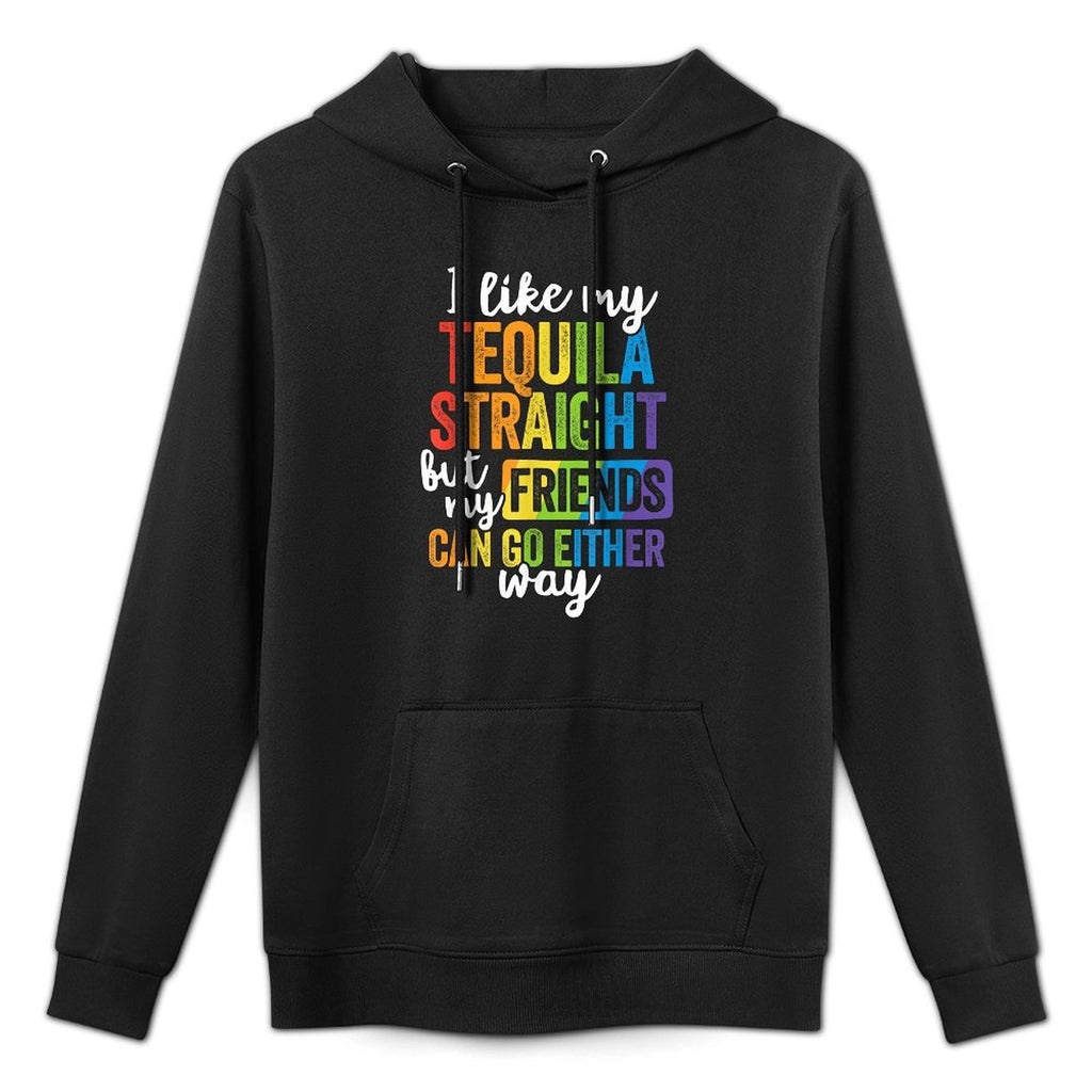 Funny LGBT Ally Gift Tequila Straight Friends Go Either Way Layering Staple Hoodie