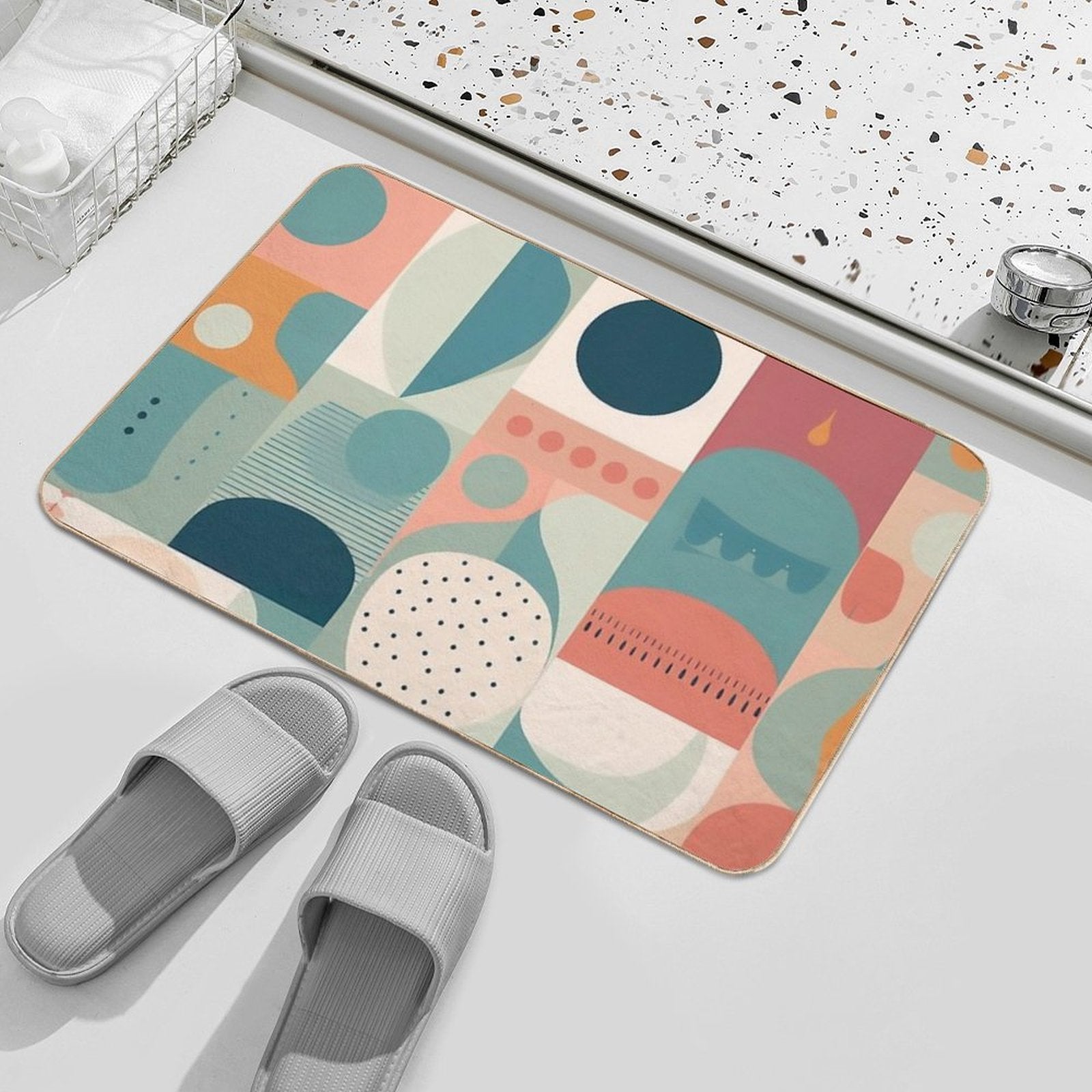 Geometric Design  Dirt-Trapping Bath Mat