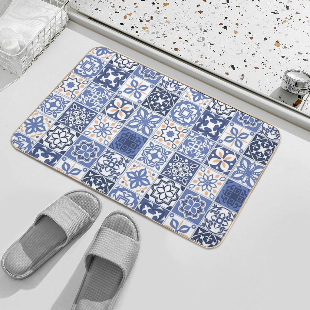 Blue Portuguese Tile  Versatile Bath Mat