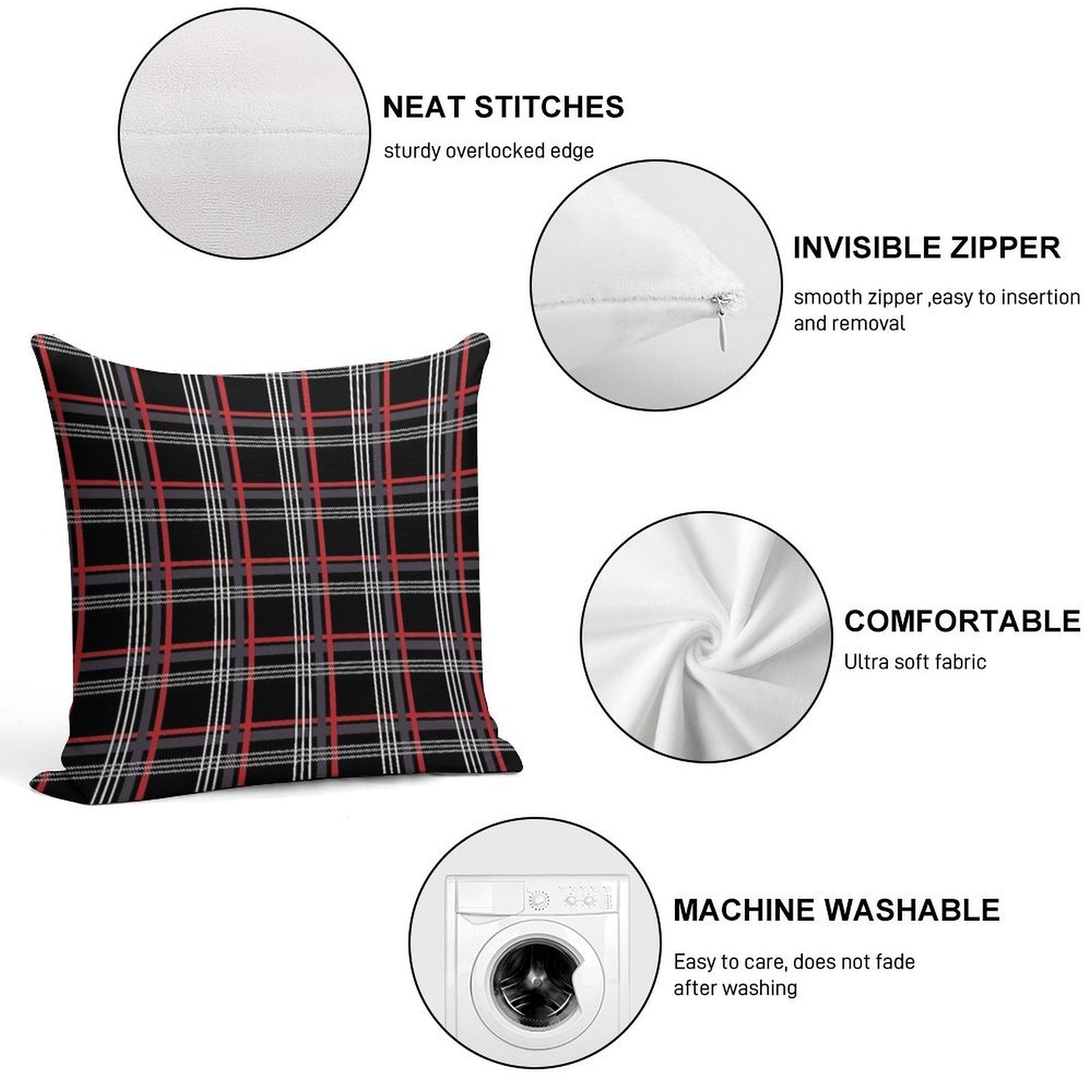 GTi Tartan Soft Bedroom Essential Throw Pillow