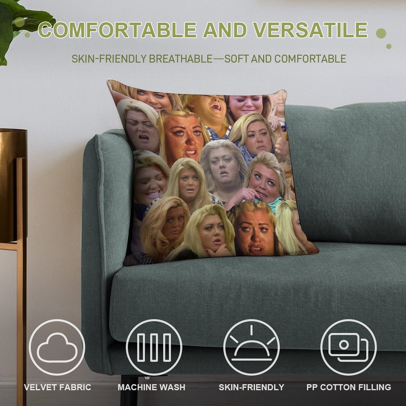 THE MANY MOODS OF GEMMA COLLINS Soft Multiple Sizes Throw Pillow