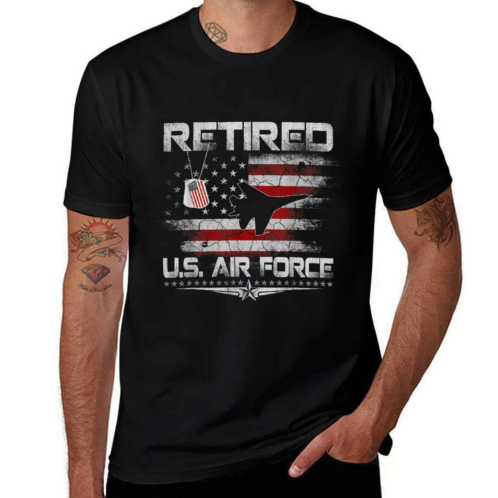 Retired Air Force Veteran USA Patriotic Veterans Day  Tagless Design T-Shirt