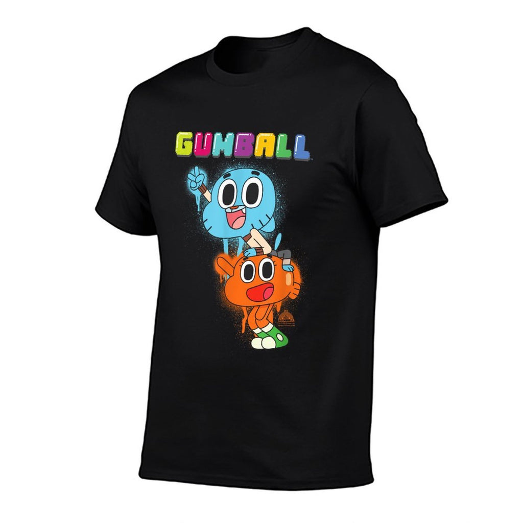 Cartoon Network The Amazing World of Gumball Gumball Spray Unisex-Adults Cat Modern Black Small  Relaxed-fit T-Shirt