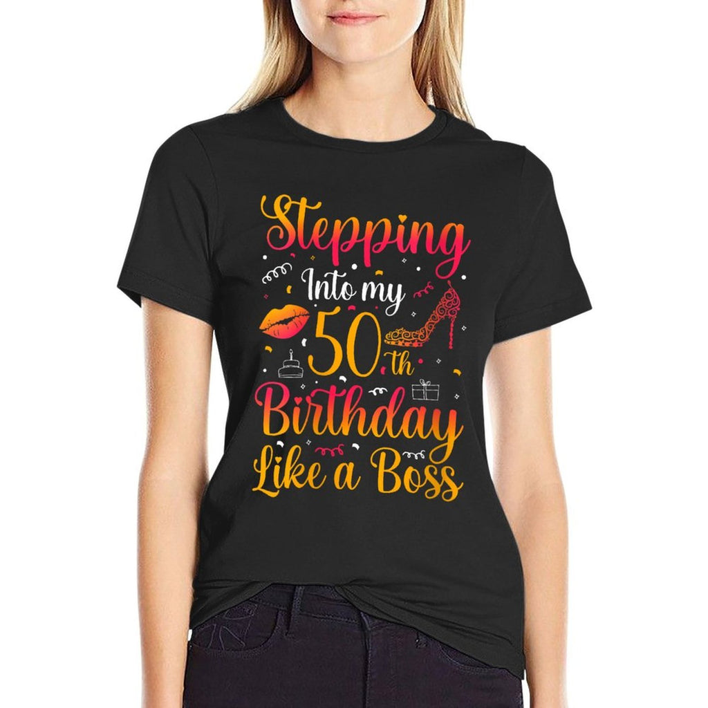 Stepping Into My 50th Birthday Queen Gift for Her Woman Birt  Vintage-inspired T-Shirt
