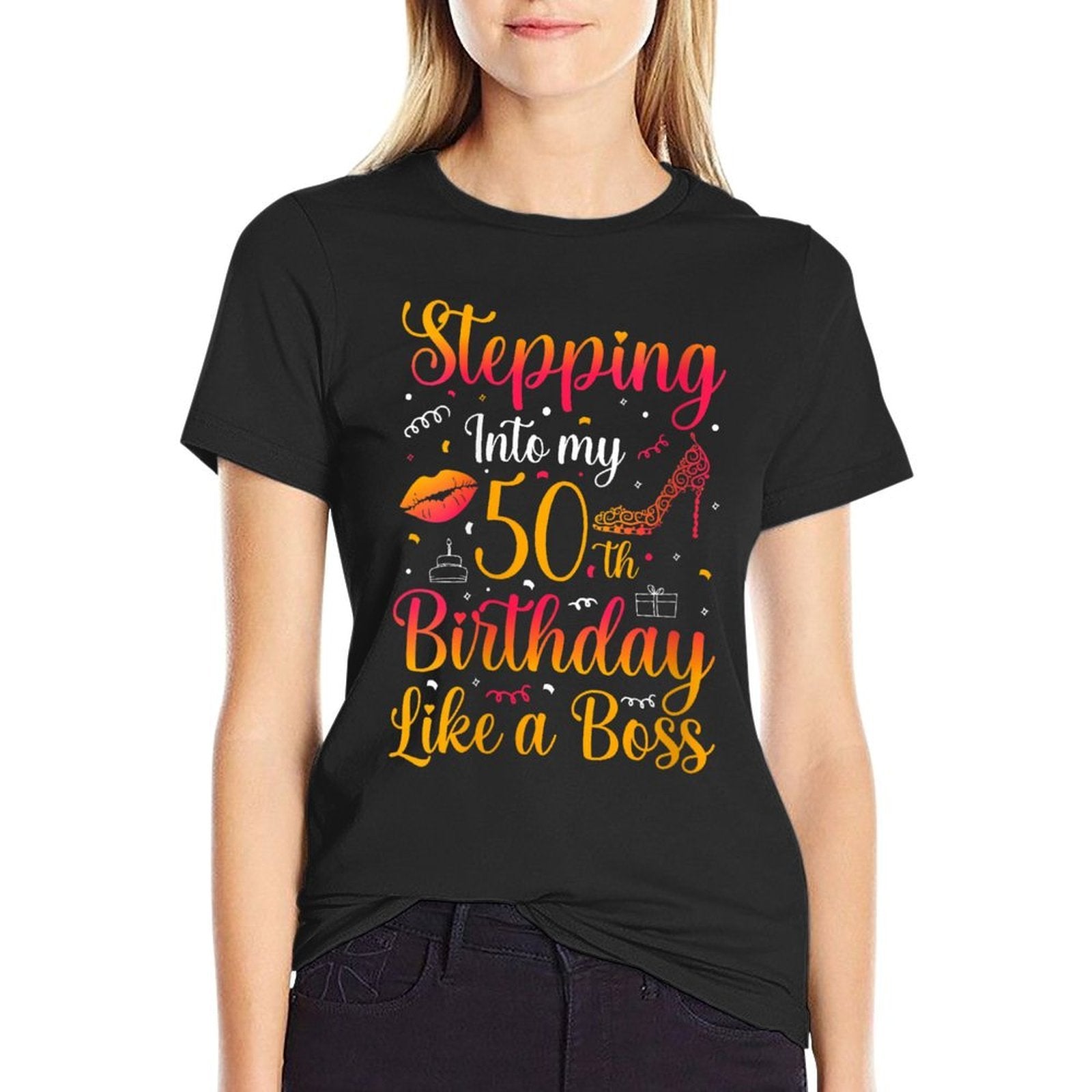 Stepping Into My 50th Birthday Queen Gift for Her Woman Birt  Vintage-inspired T-Shirt