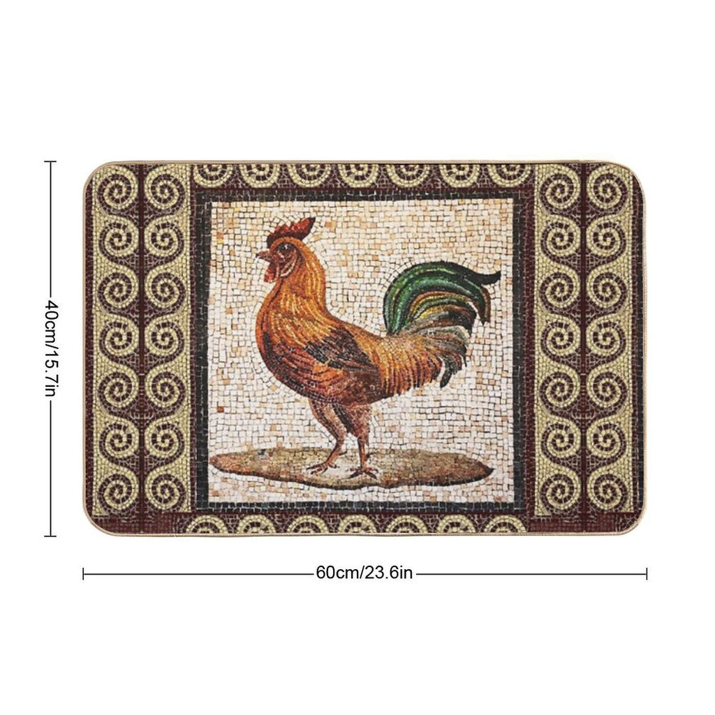 ANTIQUE ROMAN MOSAICS , ROOSTER  Easy Maintenance Bath Mat