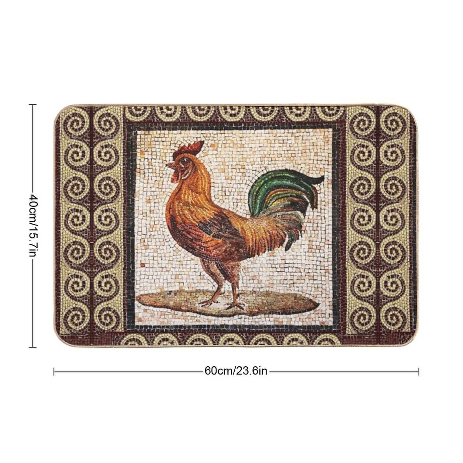 ANTIQUE ROMAN MOSAICS , ROOSTER  Easy Maintenance Bath Mat