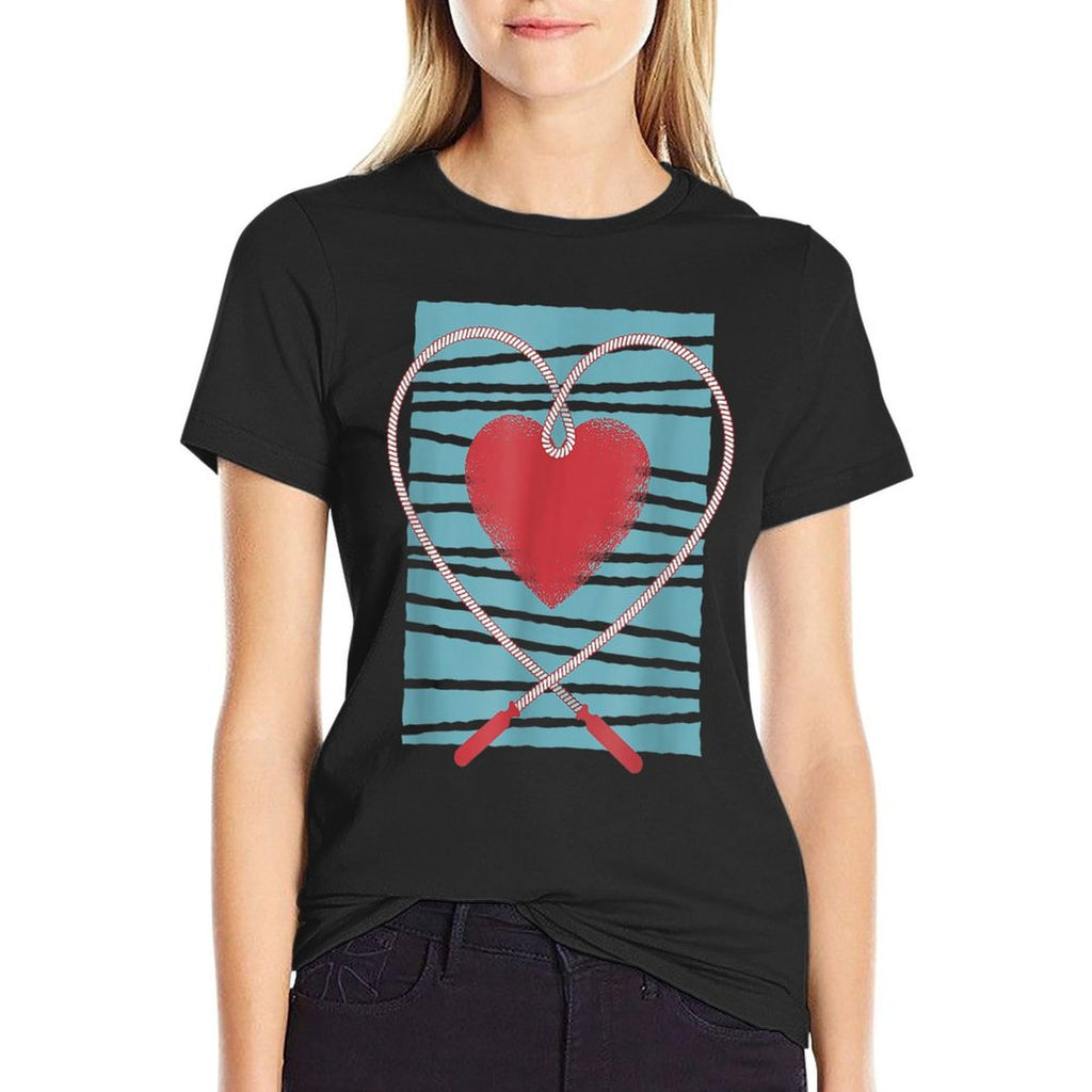 Sweet Heart Jump Rope Skipping Rope Lover  Oversized Silhouette T-Shirt