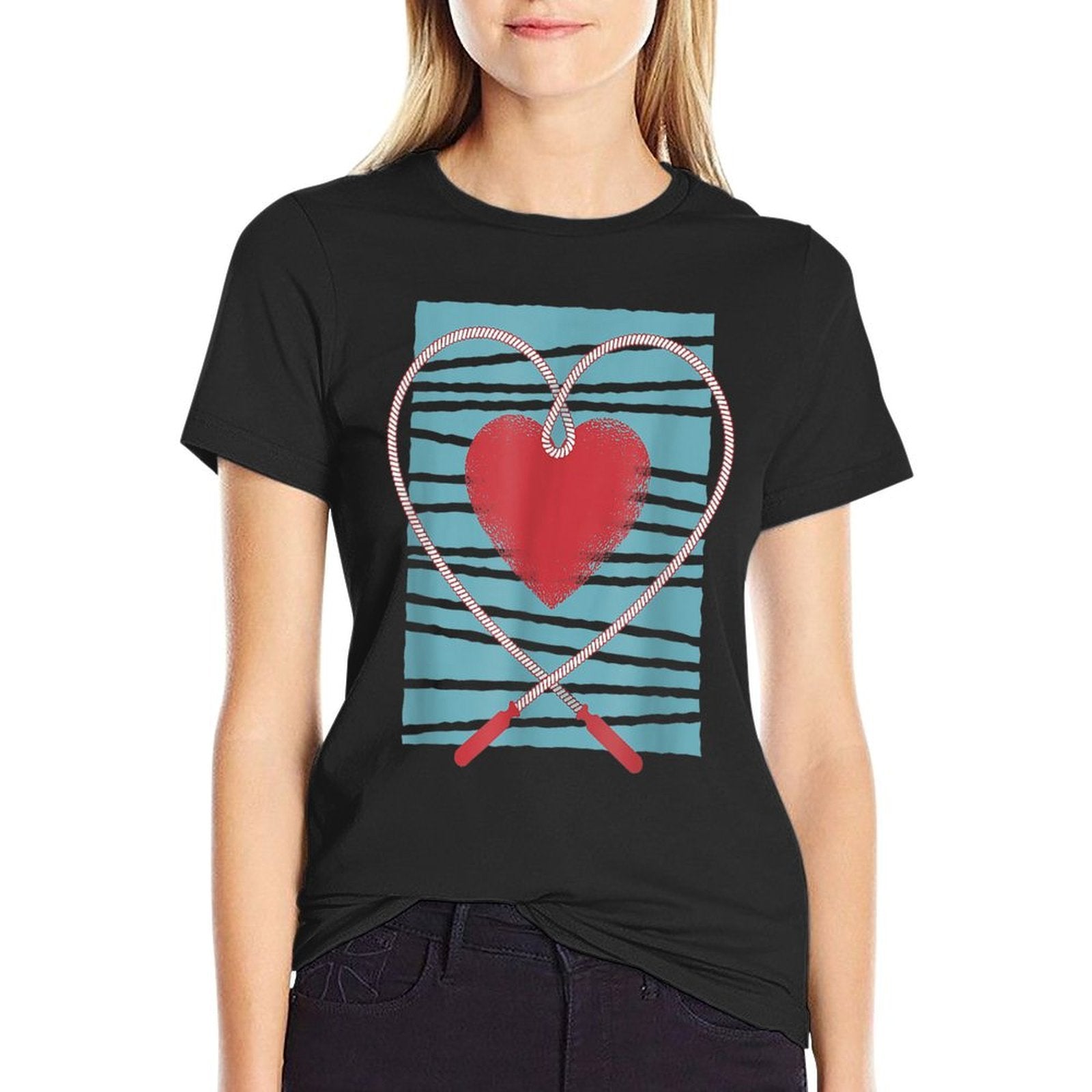 Sweet Heart Jump Rope Skipping Rope Lover  Oversized Silhouette T-Shirt