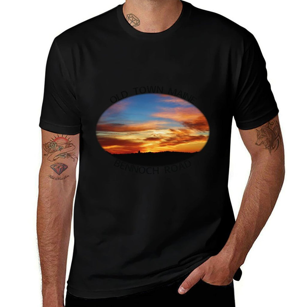 Old Town, Maine Magic Hour Early Morning Twilight Sky  Heathered Texture T-Shirt