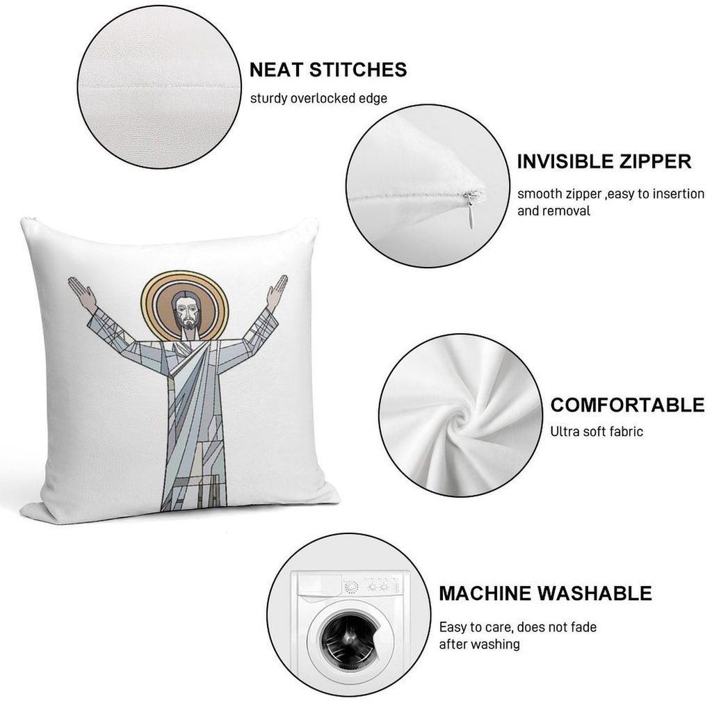 Touchdown Jesus Soft Luxury Feel Throw Pillow