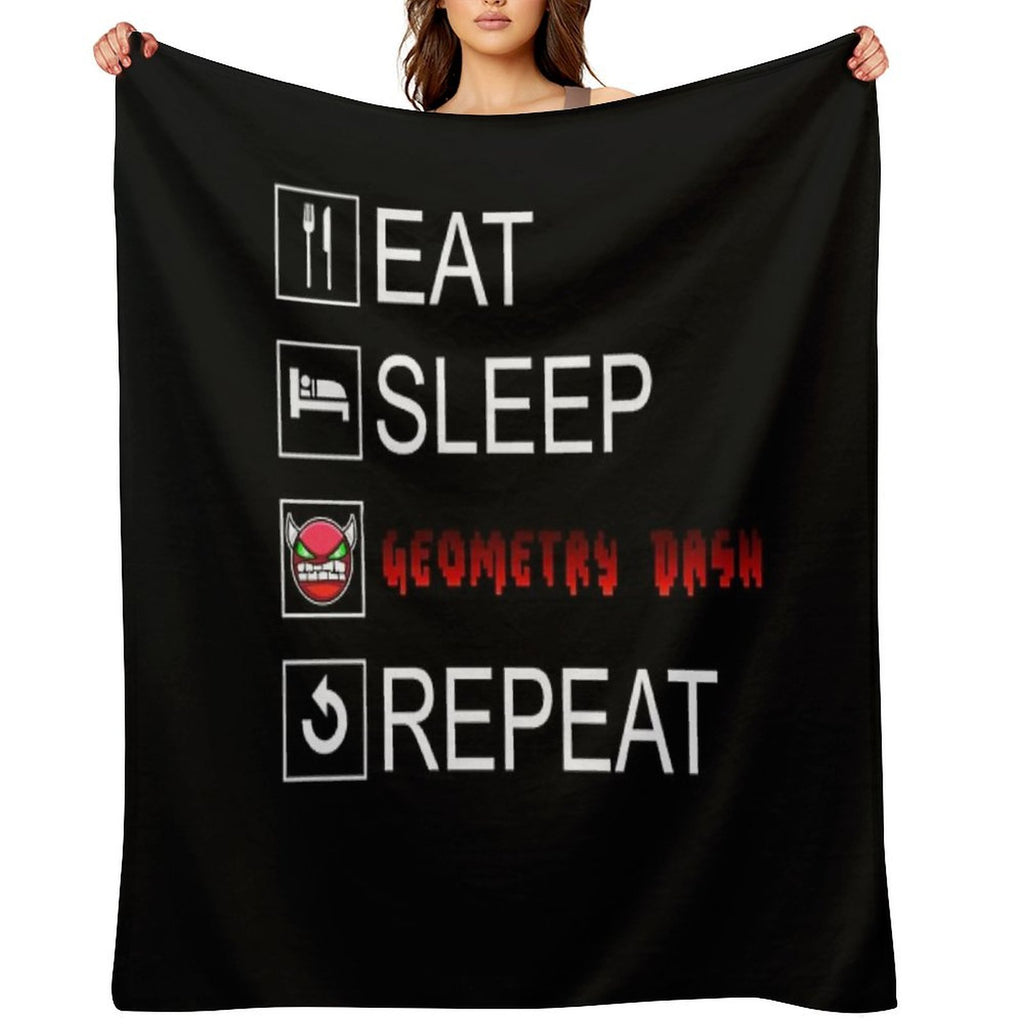 Eat Sleep Geometry Dash Repeat Coloured Compact Throw Blanket