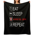 Eat Sleep Geometry Dash Repeat Coloured Compact Throw Blanket