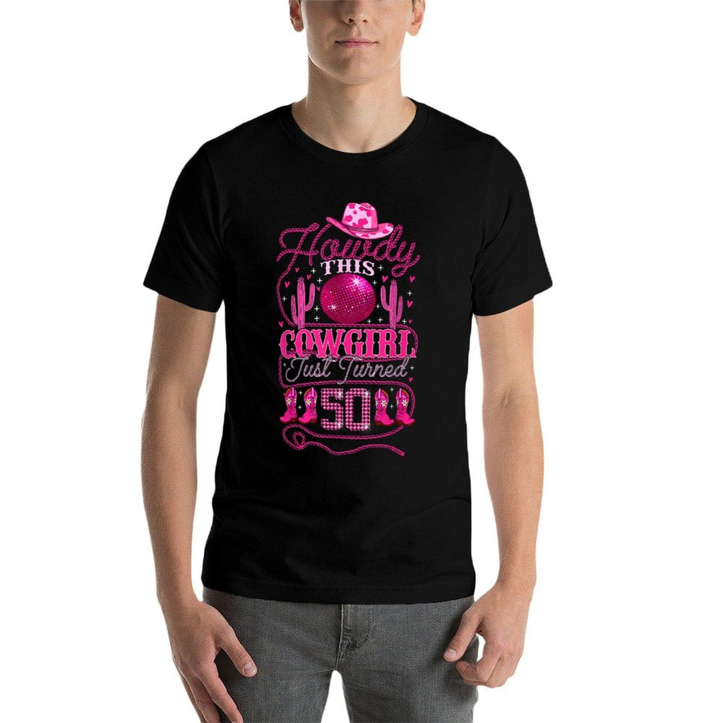 50yr Birthday Cowgirl Western 50Years Old Girl 50th Birthday  Heathered Texture T-Shirt