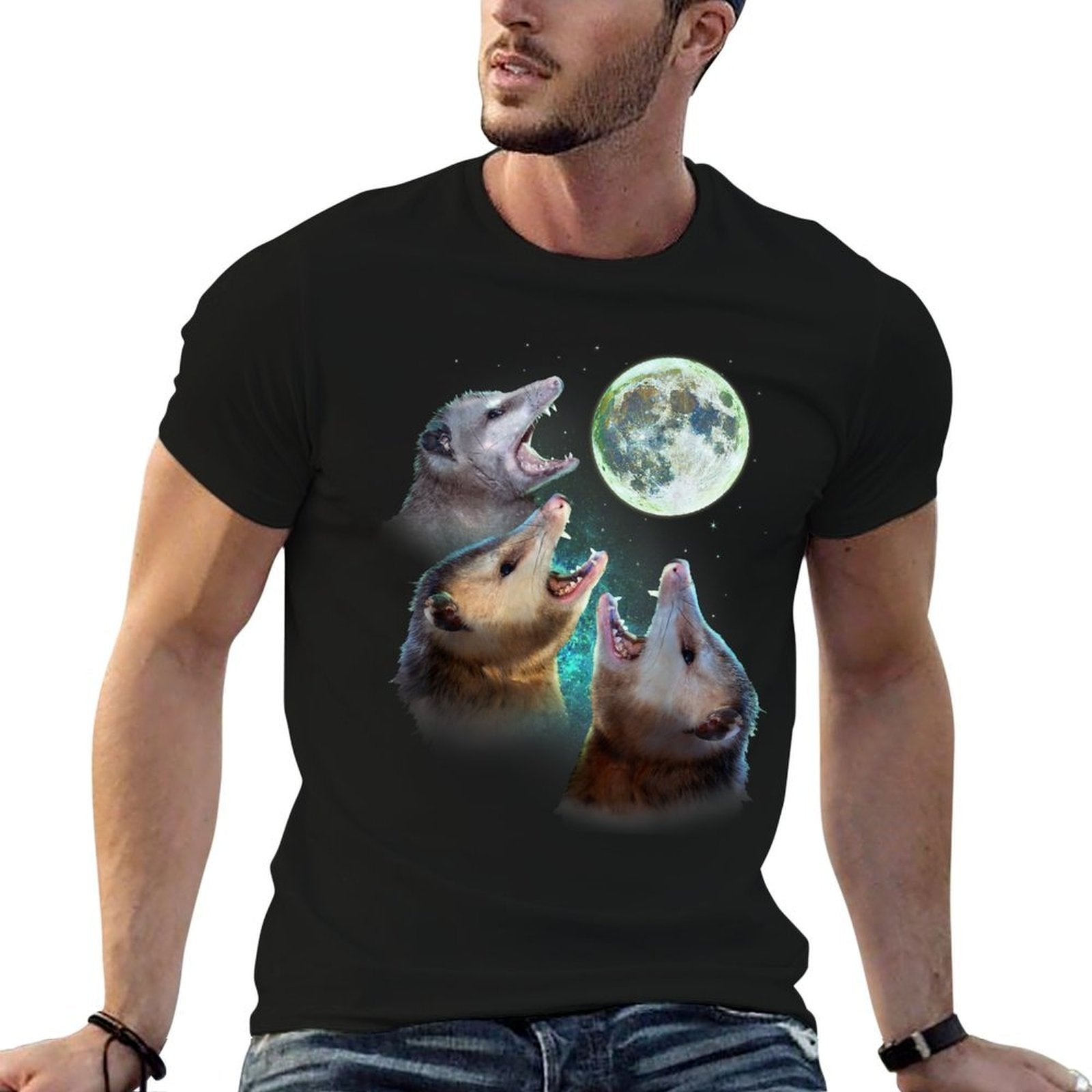 Three Opposum Moon With 3 Possums And Dead Moon Costume  Tagless Design T-Shirt