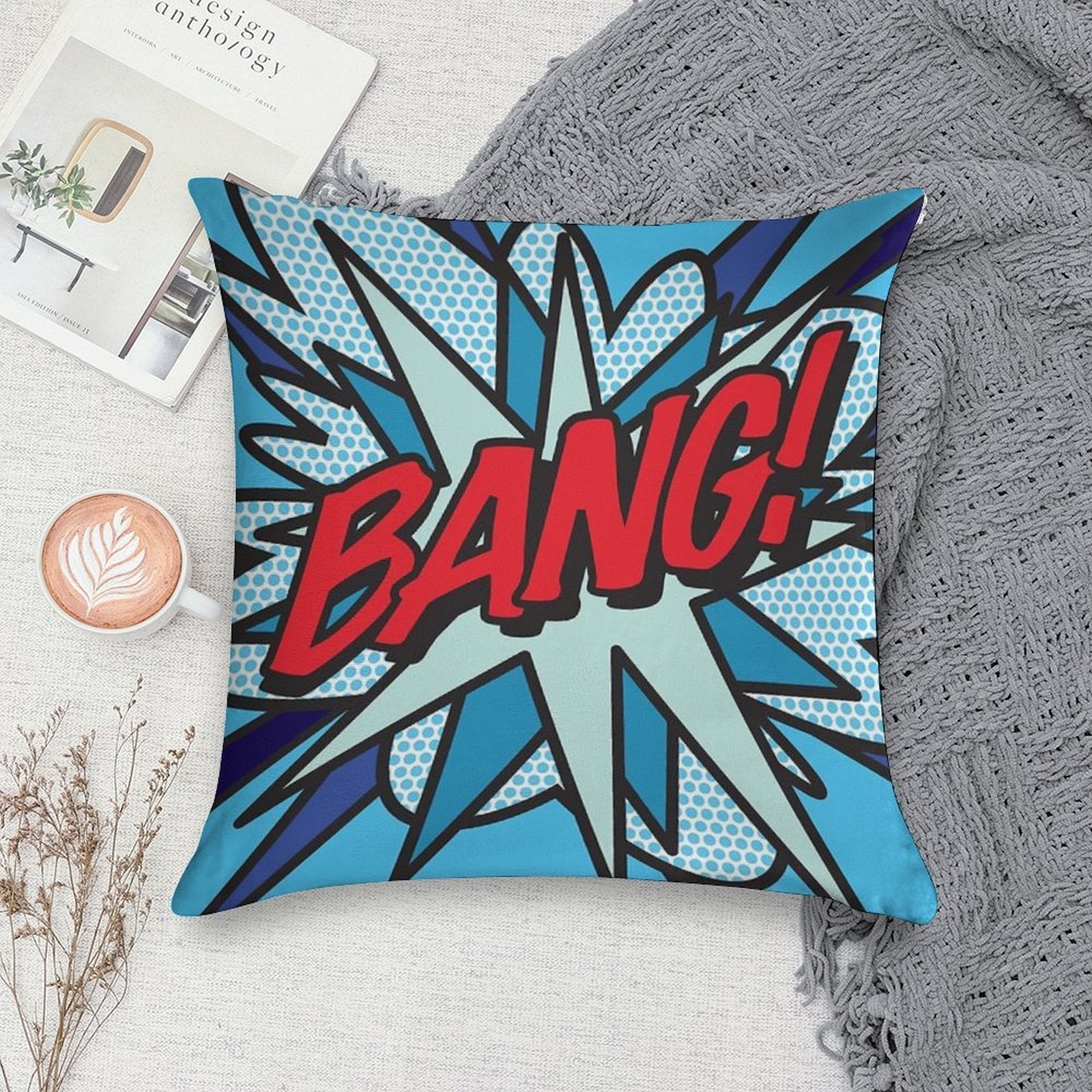 BANG Comic Book Pop Art Modern Fun Graphic Soft Decorative Cover Throw Pillow