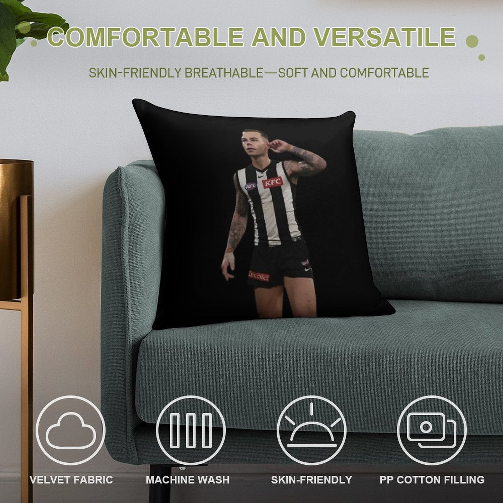 Jamie Elliott Clutch Goal Celebration Soft Easy Maintenance Throw Pillow