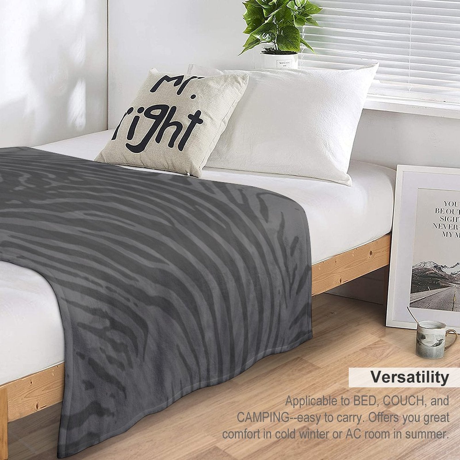 NATEX MERDC - ZEBRAX - #6D6C6B GREY Lightweight Throw Blanket