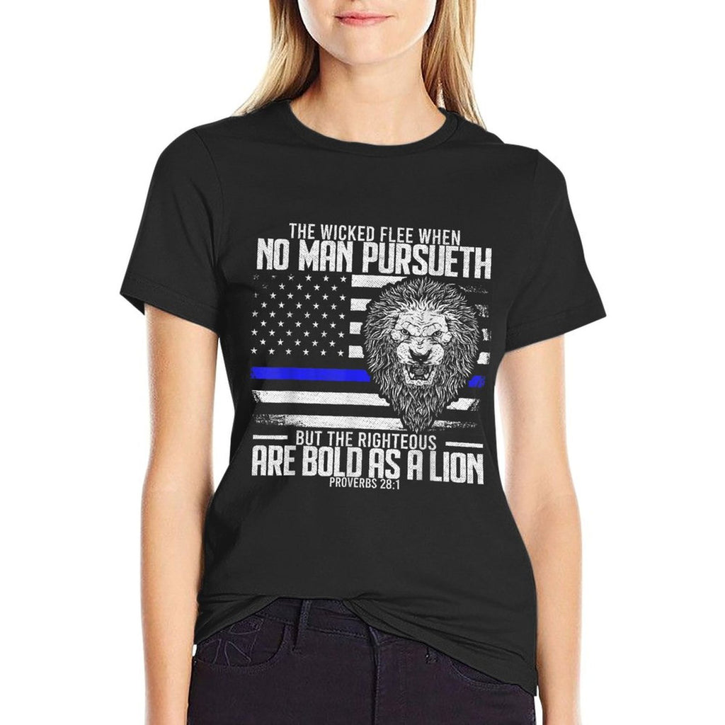 The Wicked Flee When No Man Pursueth Police Thin Blue Line  Heathered Texture T-Shirt
