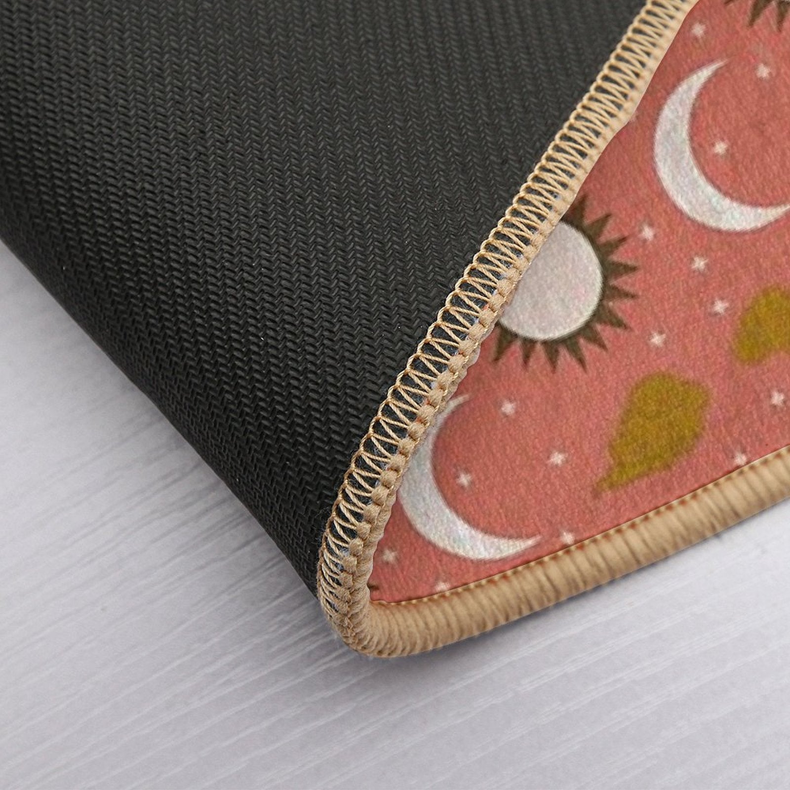 Blush Orange Gold Brown And White Sun And Moon Print  Fade-Resistant Bath Mat