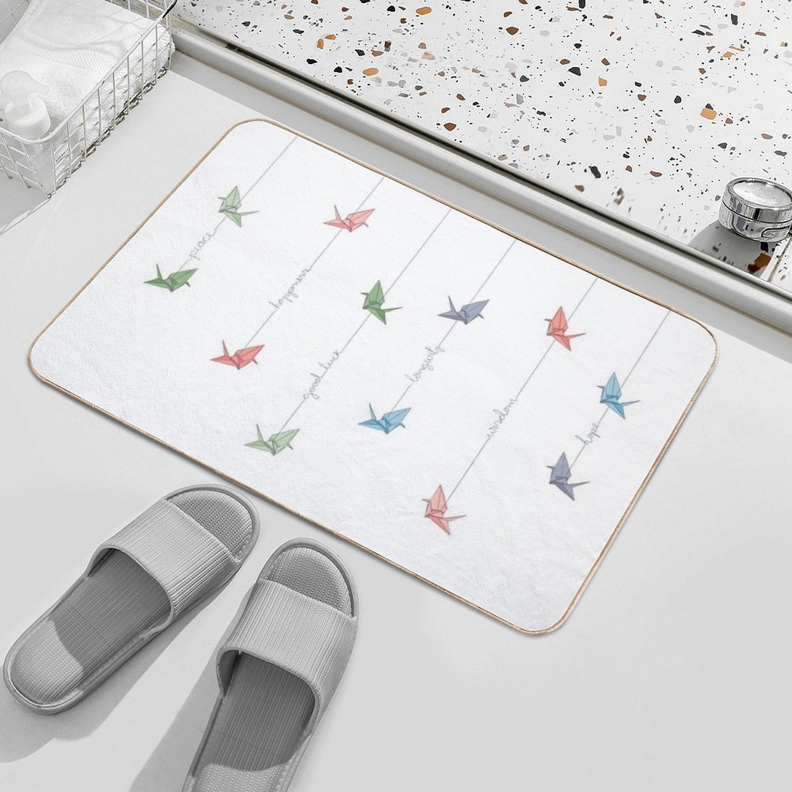 All I Wish for You - Tsuru's Symbolism  Dirt-Trapping Bath Mat