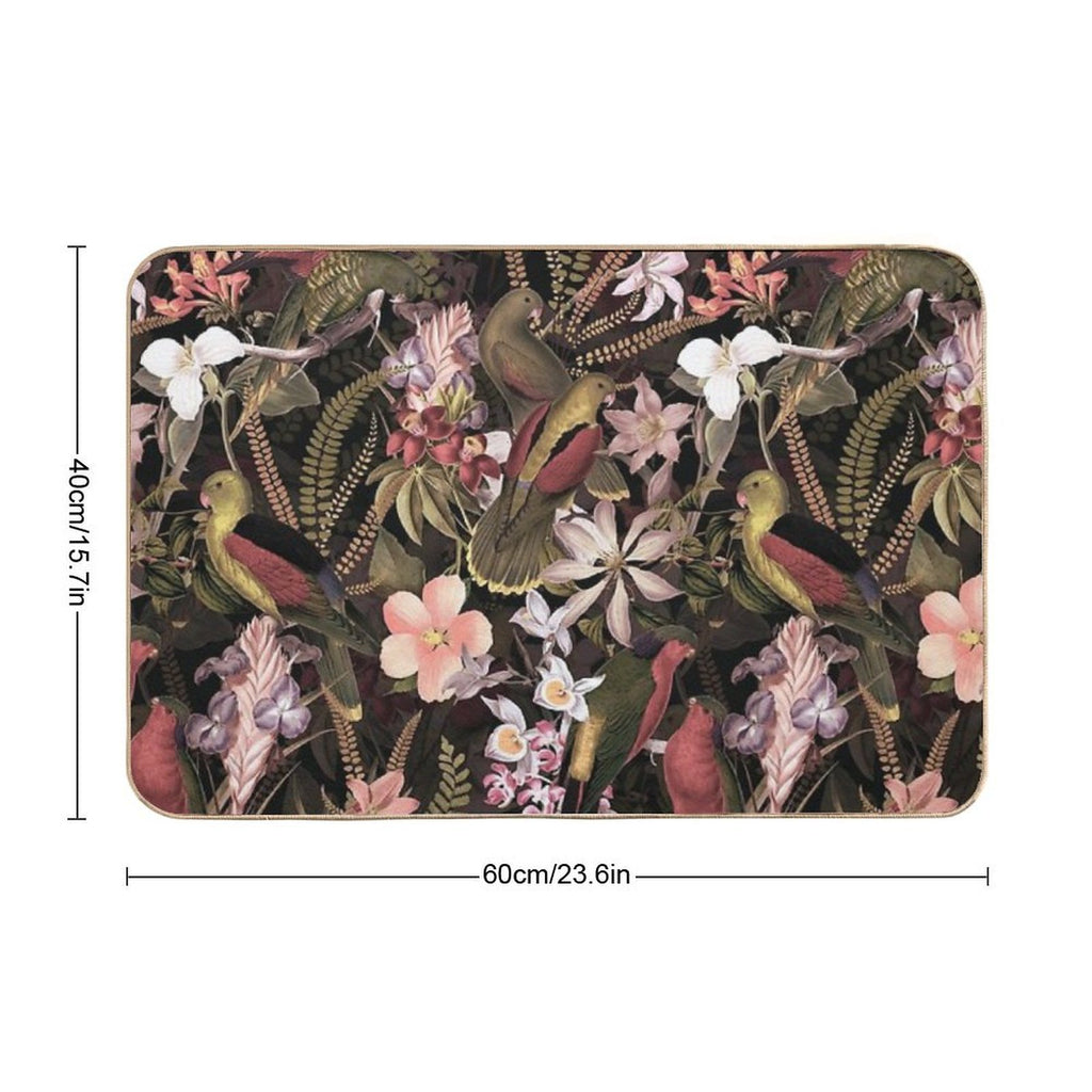 Vintage Parrot Jungle Botanical Garden 1 Nightgarden  Easy Maintenance Bath Mat