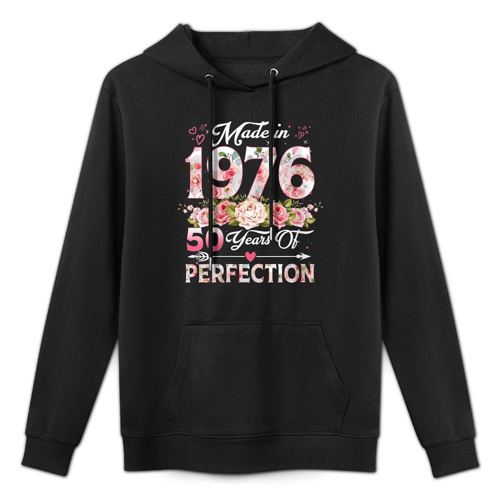 Womens 50 Years Old Born In 1976 Floral 50th Birthday Gifts Women Adjustable Hood Hoodie