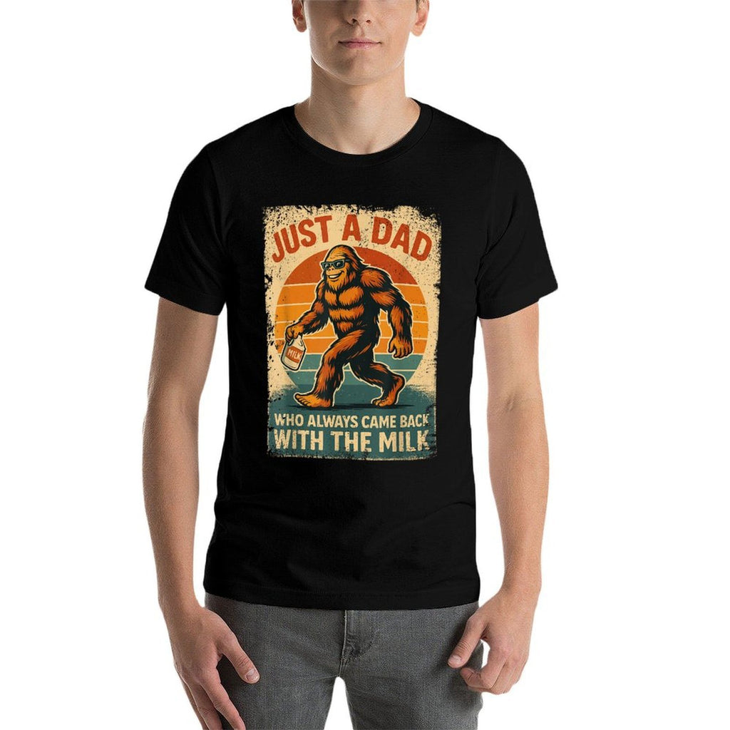 Bigfoot Papa Just A Dad Who Always Came Back With The Milk  Heathered Texture T-Shirt