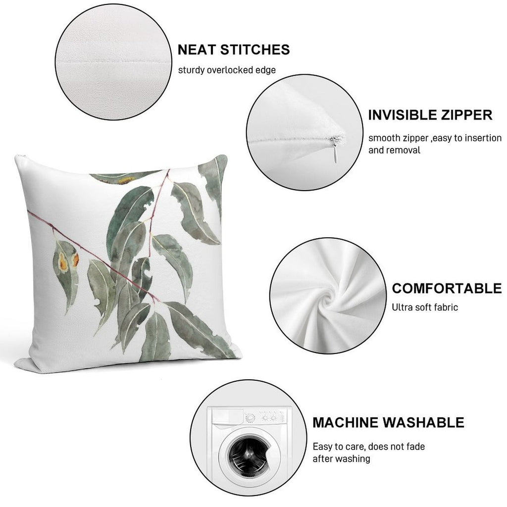 Gum Leaves Watercolour Australian Native Soft Decorative Cover Throw Pillow