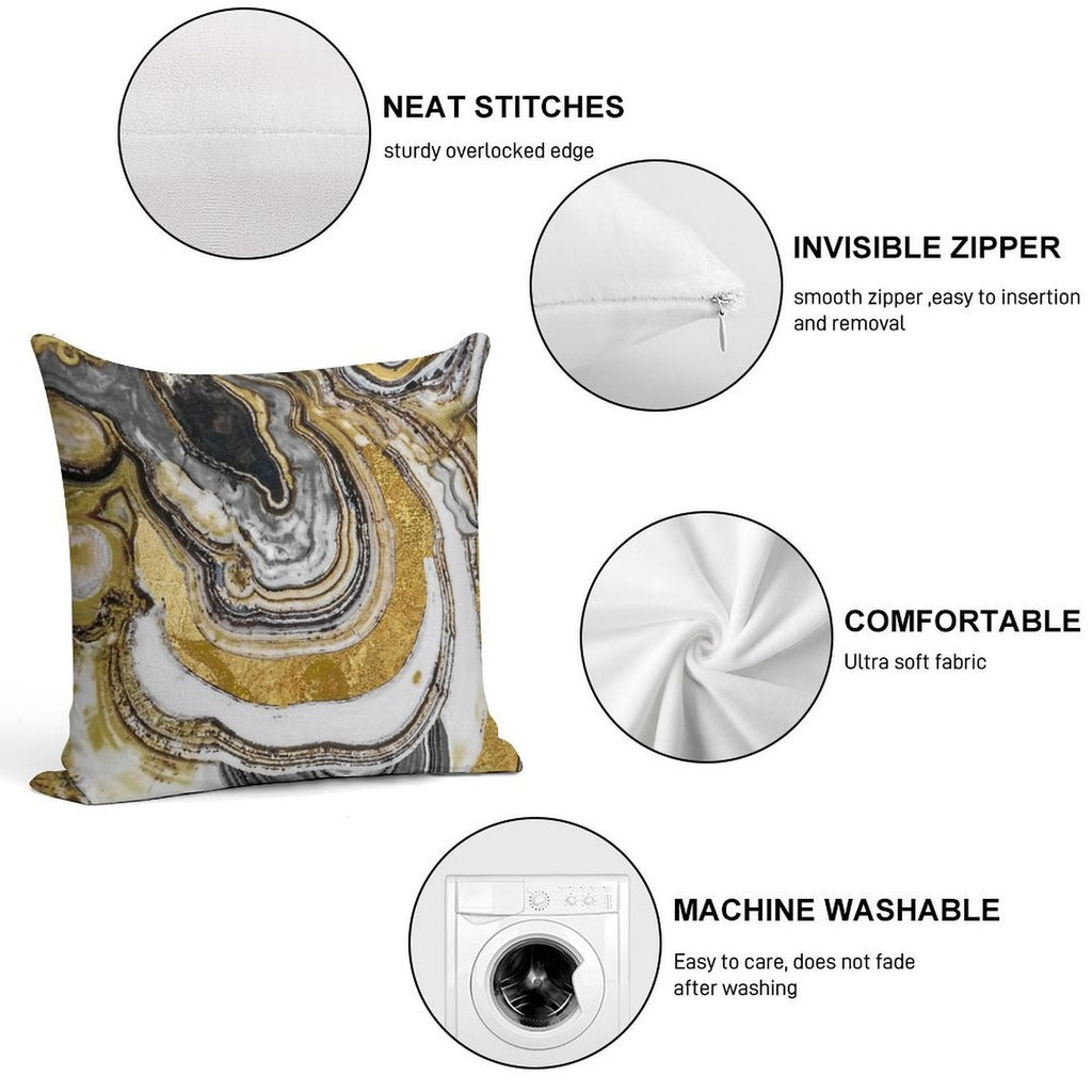 Stone Prose Gold Geode Soft Shrink-Resistant Throw Pillow