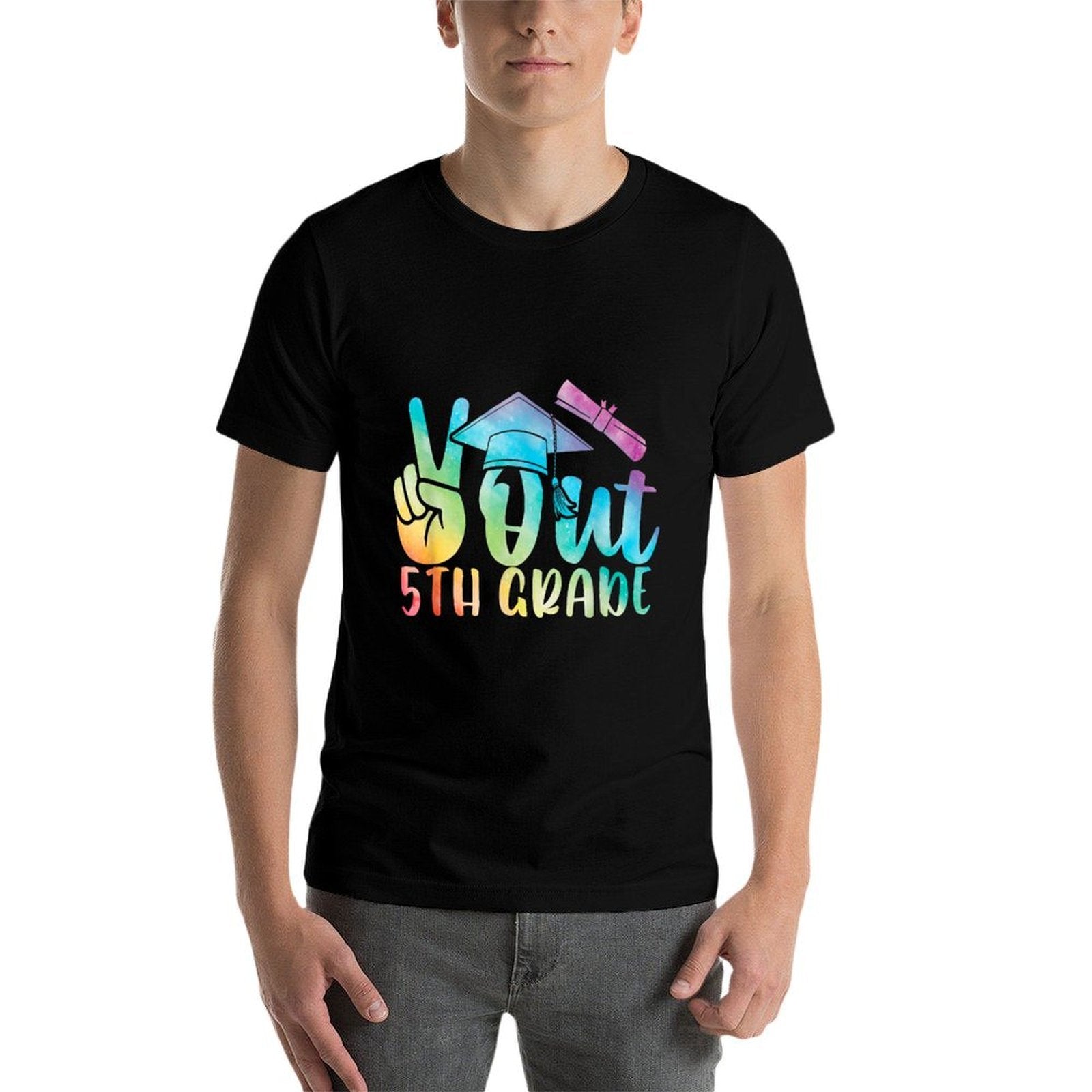 Peace Out 5th Grade Graduation Shirt Tie Dye Kids  Versatile T-Shirt