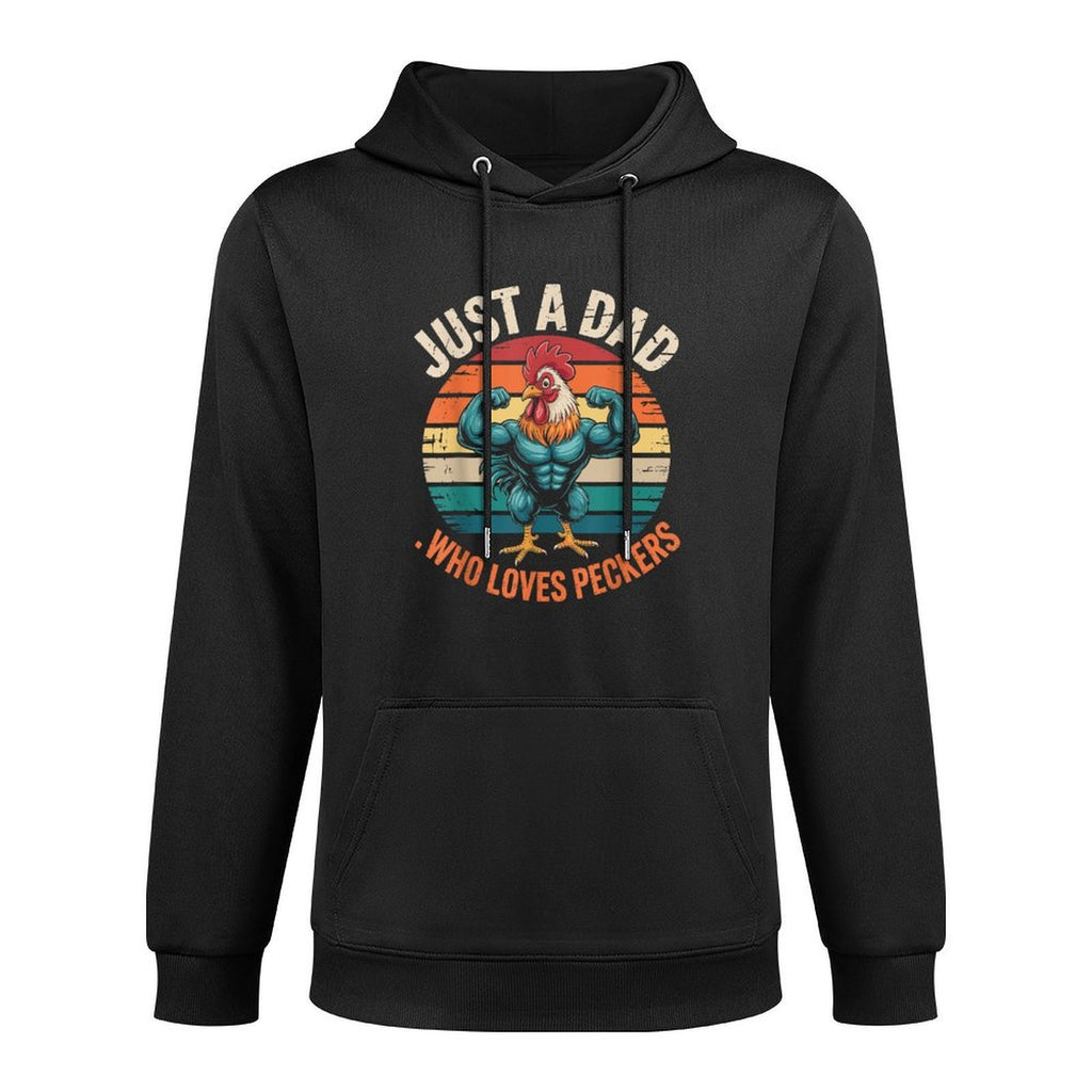 Just A Dad Who Loves Peckers Funny Vintage Chicken Farmer Layering Staple Hoodie