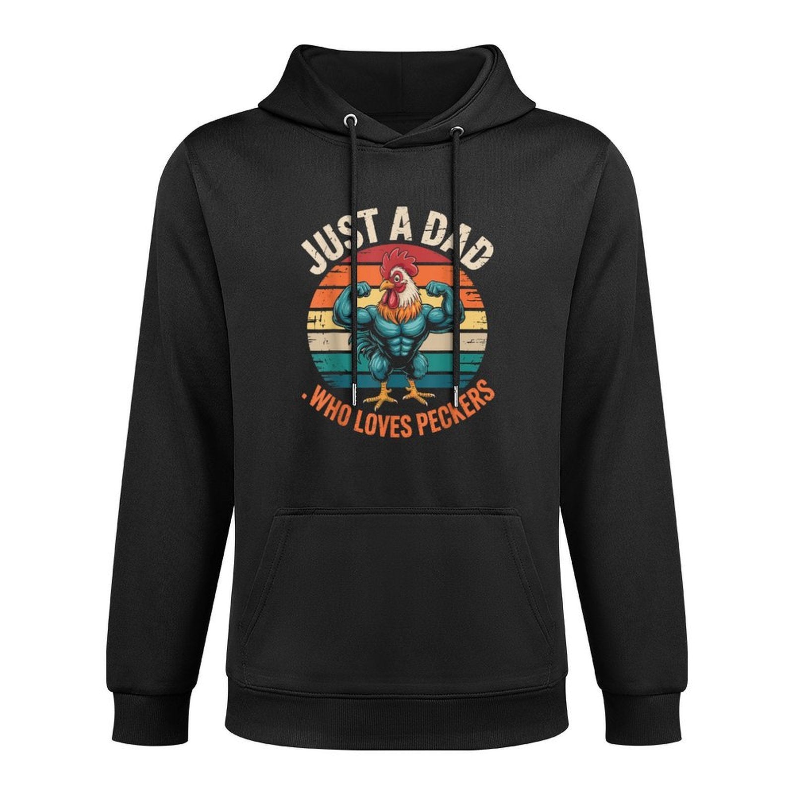Just A Dad Who Loves Peckers Funny Vintage Chicken Farmer Layering Staple Hoodie