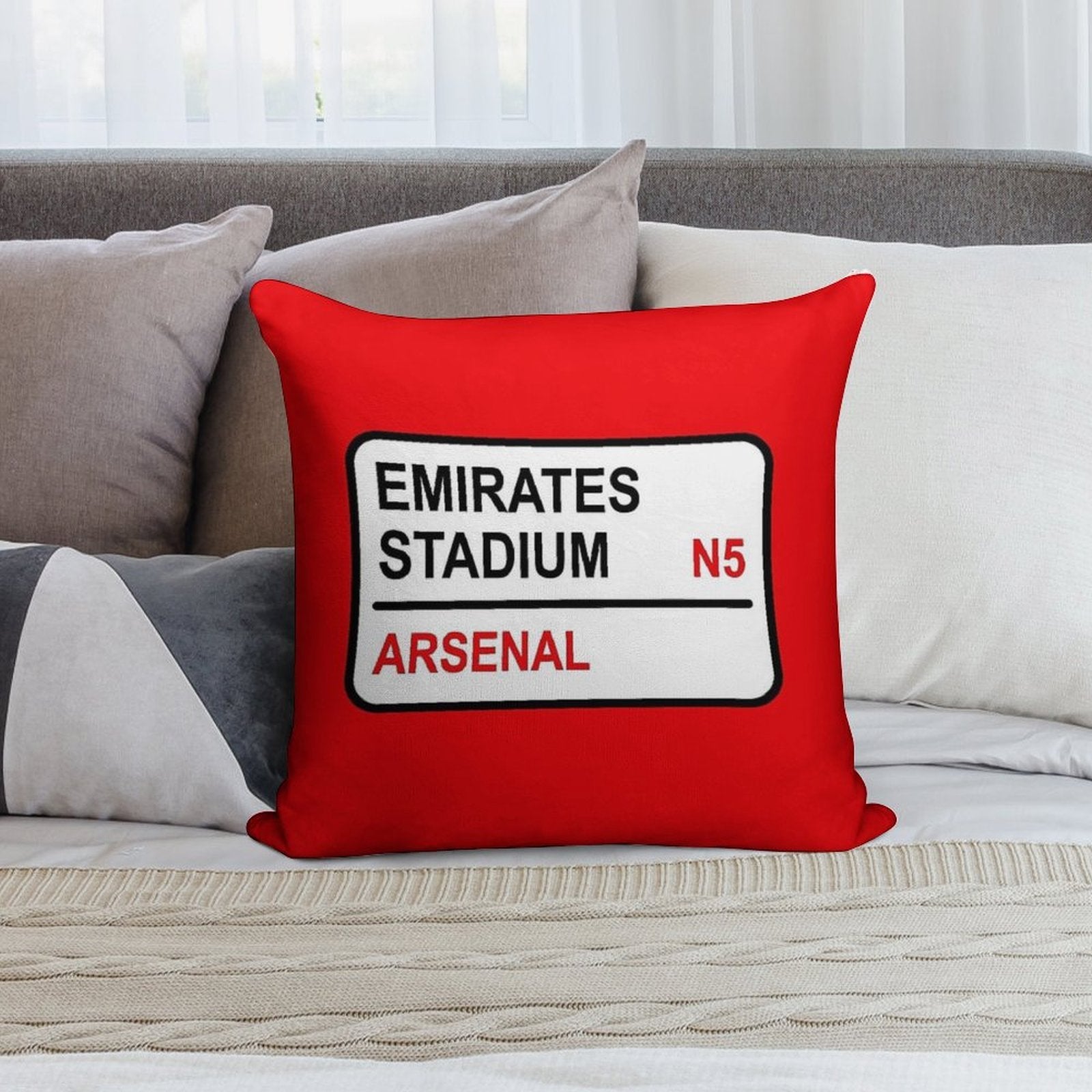 Emirates Stadium Football Sign Soft High-Density Material Throw Pillow