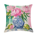 Pink Peonies in Ginger Jar Soft Gift Ready Throw Pillow