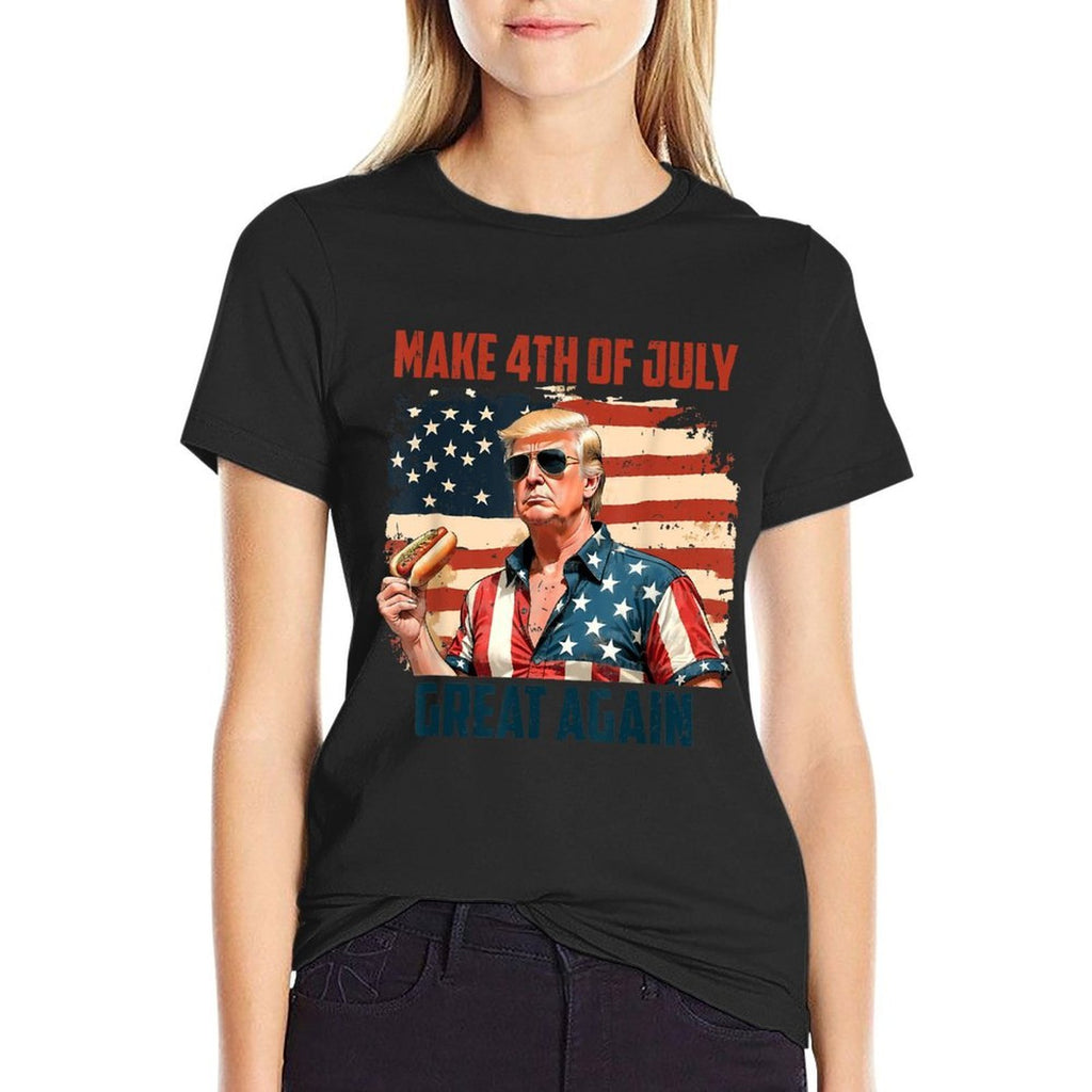 Make 4th Of July Great Again Patriotic Firework Donald Trump  Heathered Texture T-Shirt
