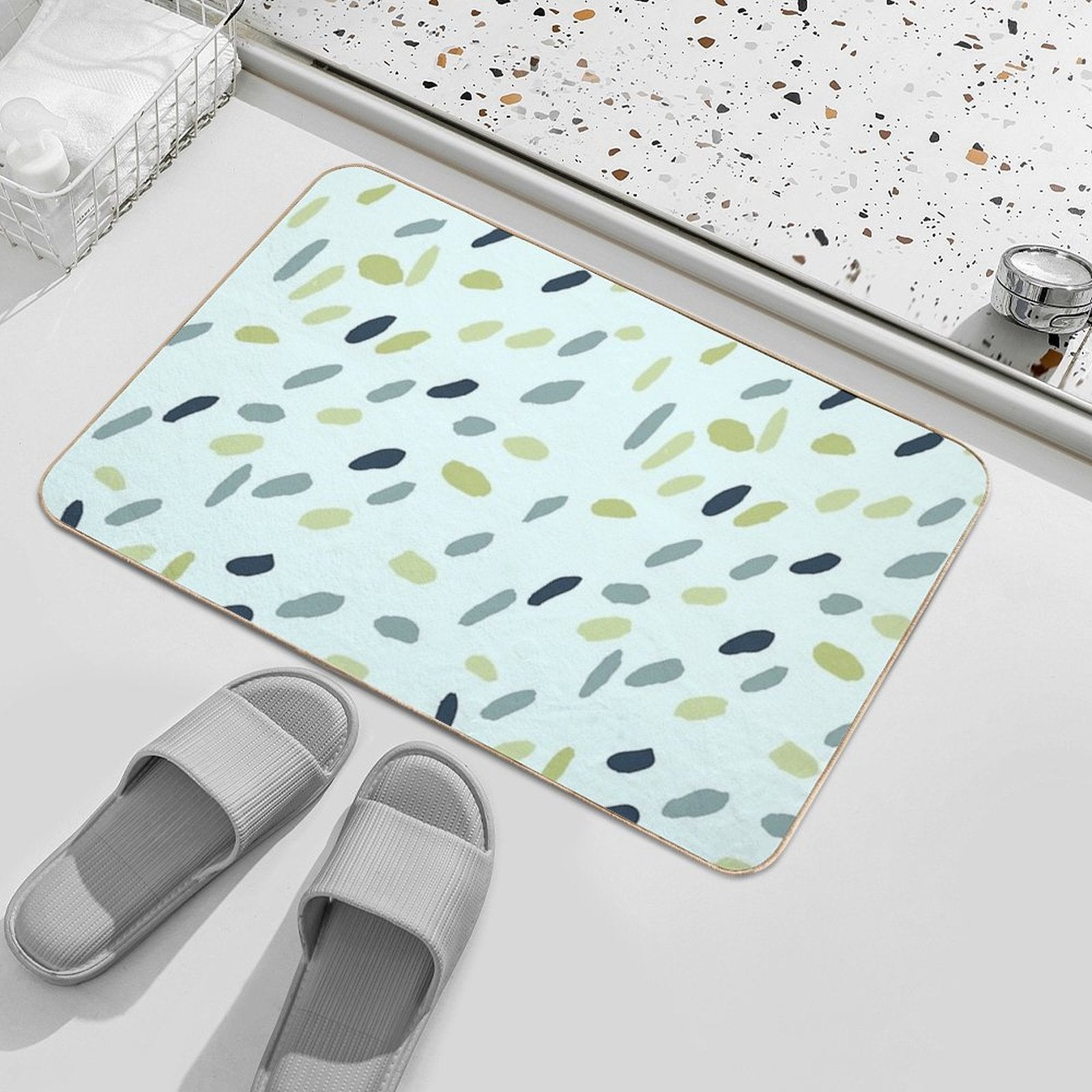 Dots on Mint  High-Traffic Bath Mat