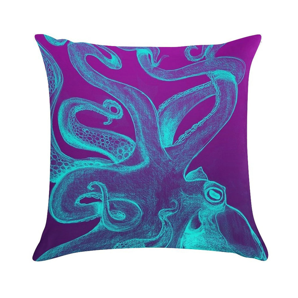 Blue & Purple Octopus Soft Decorative Cover Throw Pillow