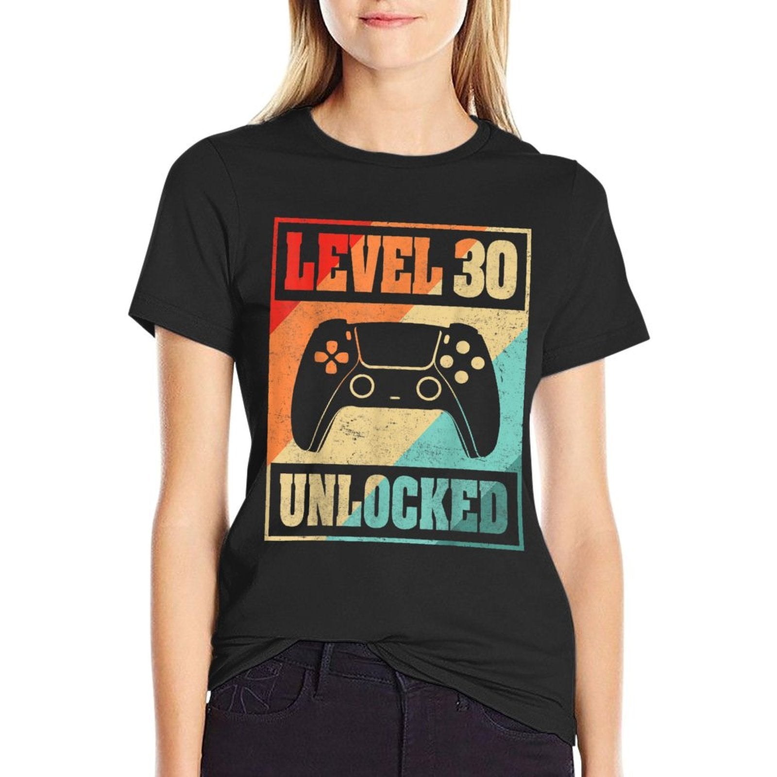 Level 30 Unlocked Video Gamer 30th Birthday Gifts  Heathered Texture T-Shirt