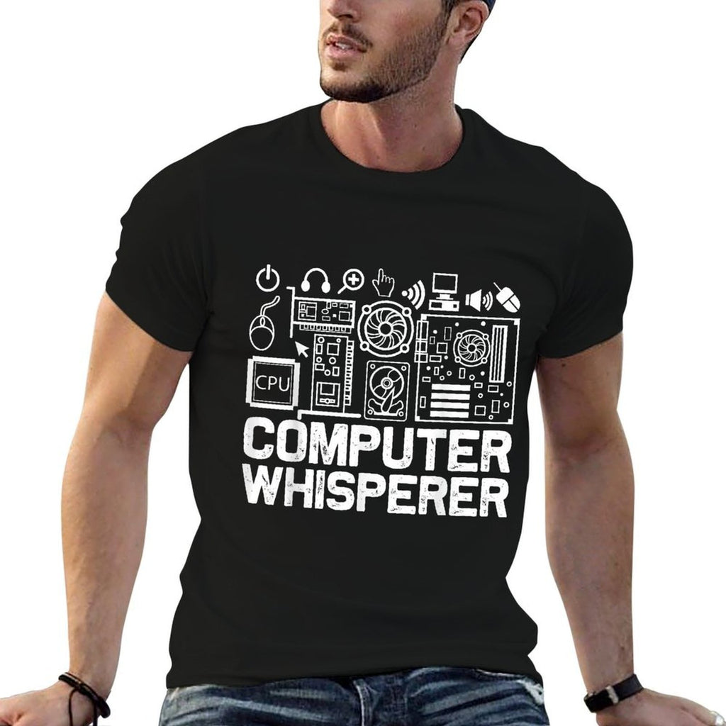 Awesome Gaming Gifts Apparel And Accessories Unisex-Kids And Adults Black Modern Casual Gaming Computer Whisperer  Odor-resistant T-Shirt