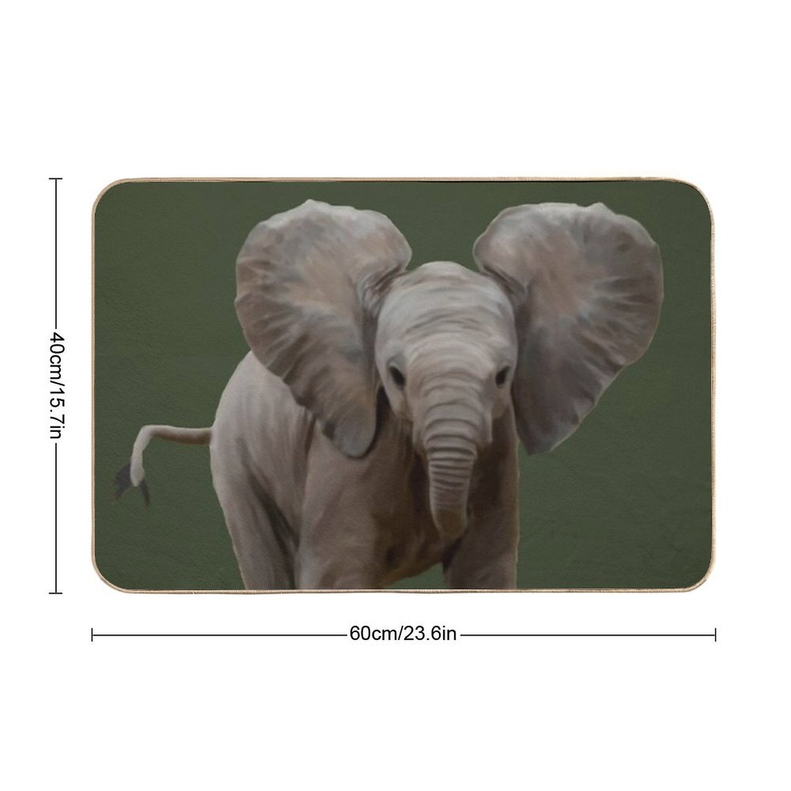 Baby Elephant Painting  Non-Slip Bath Mat