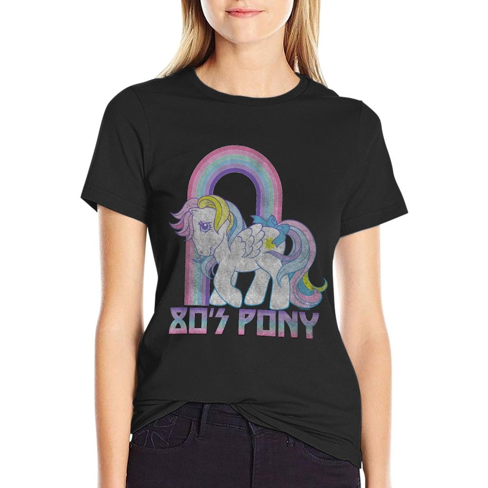 My Little Pony Starshine Retro 80's Pony Rainbow Logo  Summer-ready Fabric T-Shirt