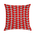 Mid-Century Danish Leaves, Deep Red And Gray Soft High-Density Material Throw Pillow