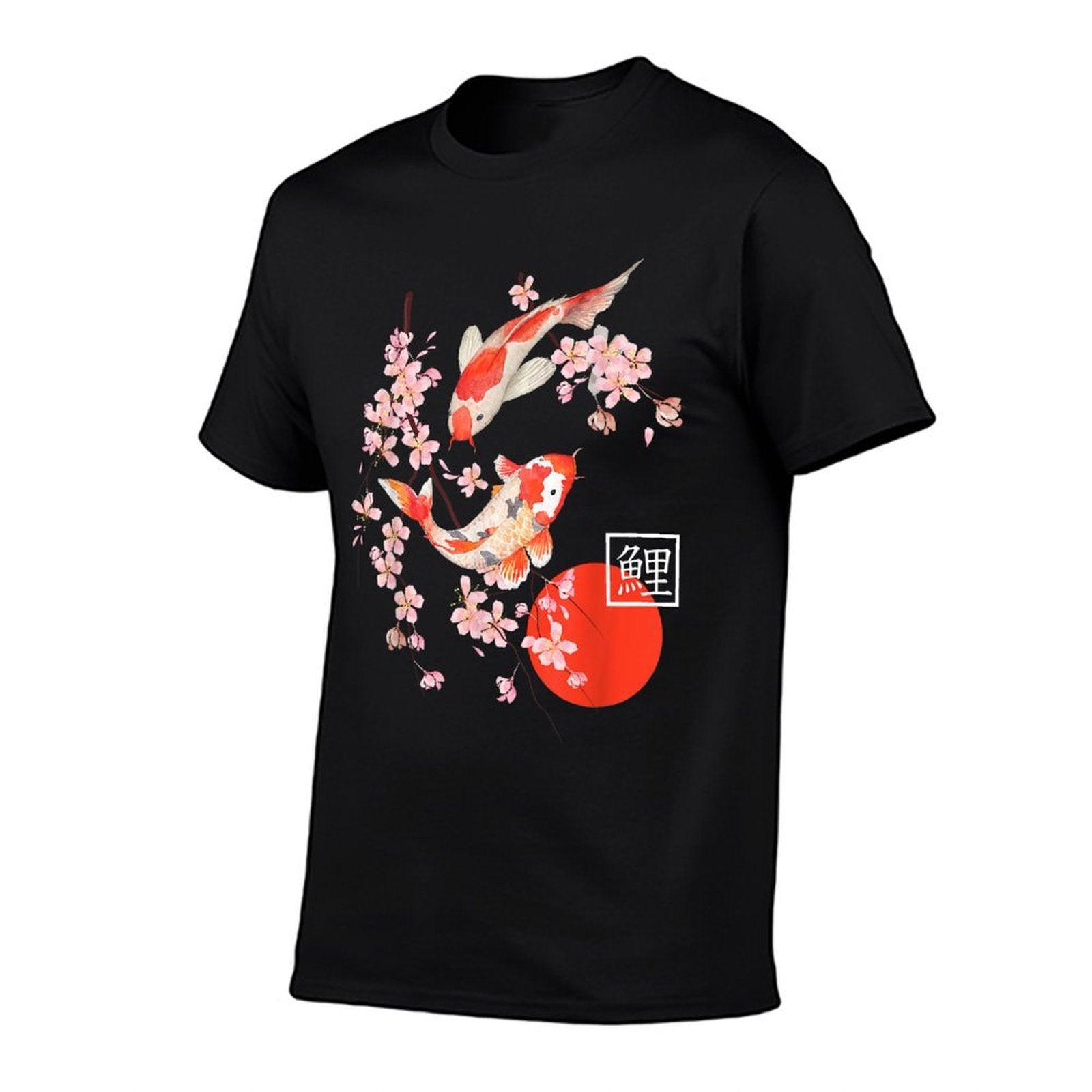 Cherry Blossom Koi Carp Fish Japanese Sakura Graphic Art  Cotton T-Shirt