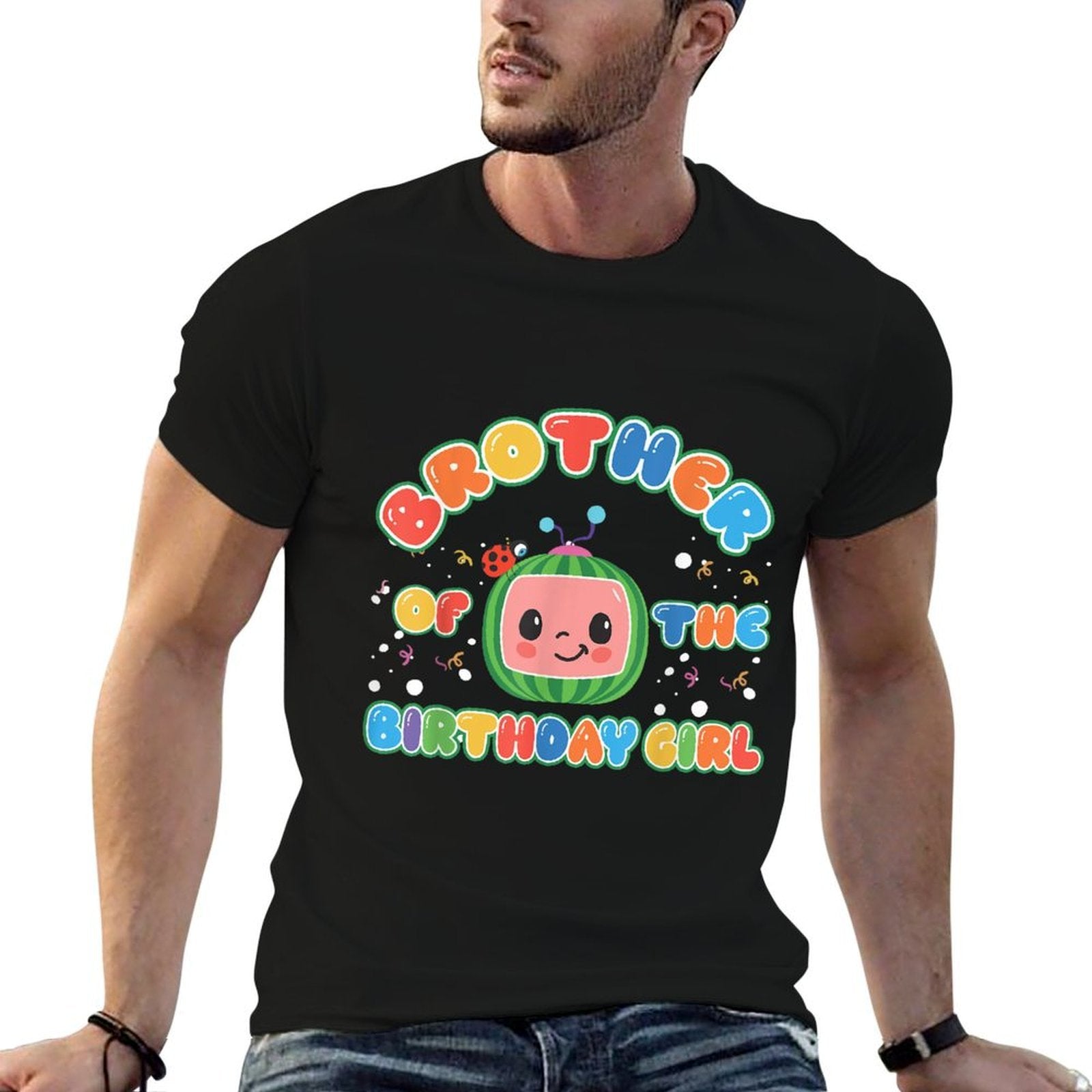 Brother Of The Birthday Girl Melon Family Matching Funny  Rolled Sleeves T-Shirt