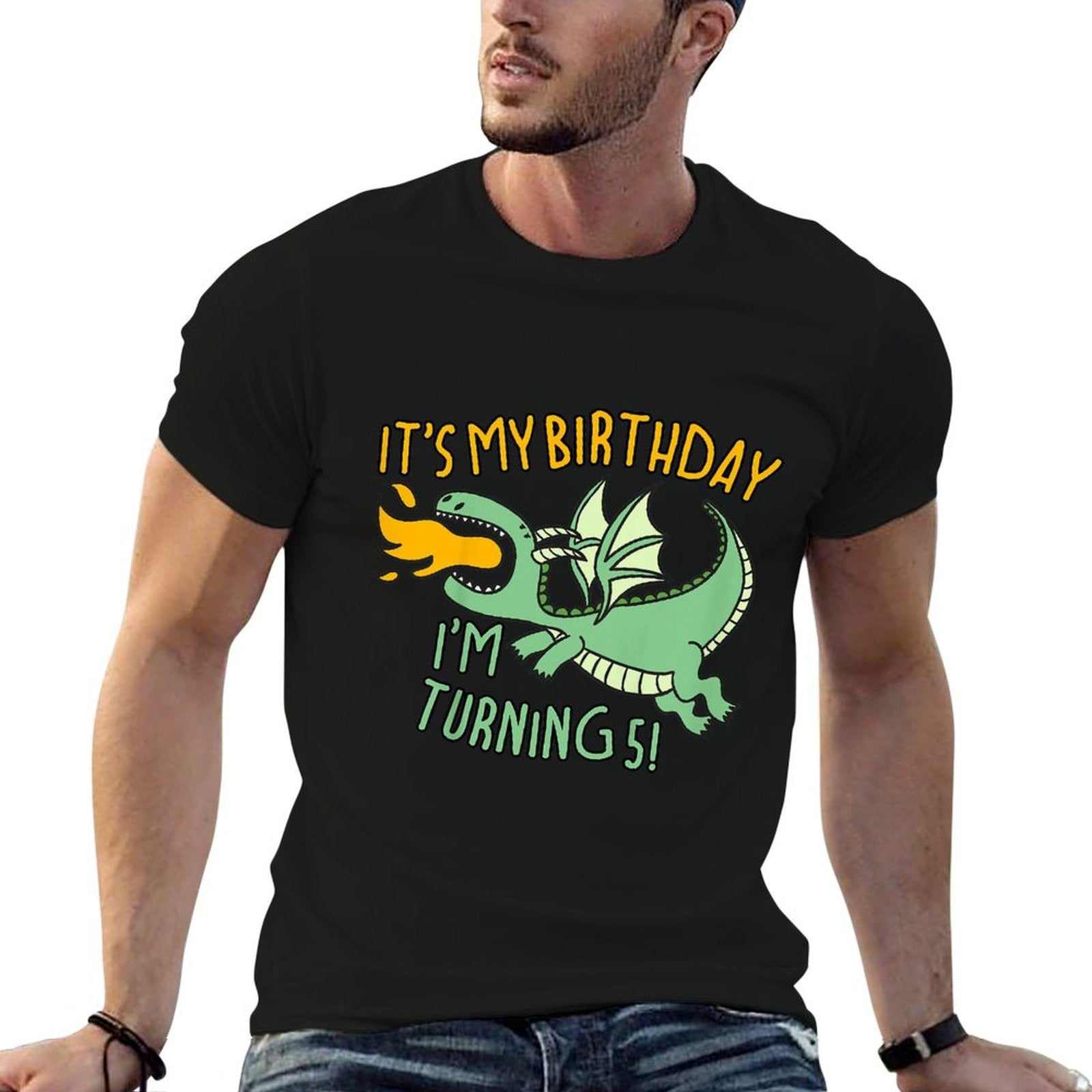 Kids It's My Birthday Dragon For Kids Turning 5 Years Old  Quick-drying T-Shirt