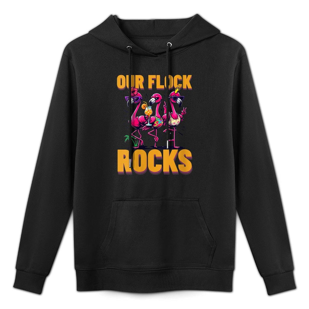 Womens Our Flock Rocks Flamingo Summer Vacation Family Matching Customizable Surface Hoodie